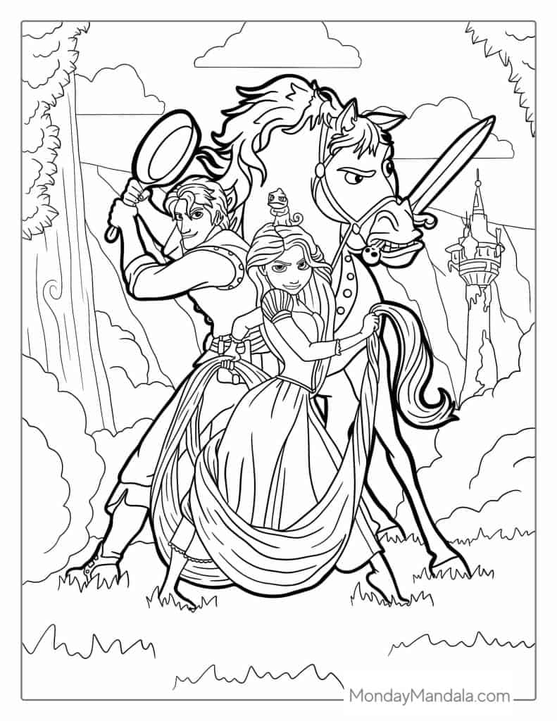 Tangled coloring pages free pdf printables