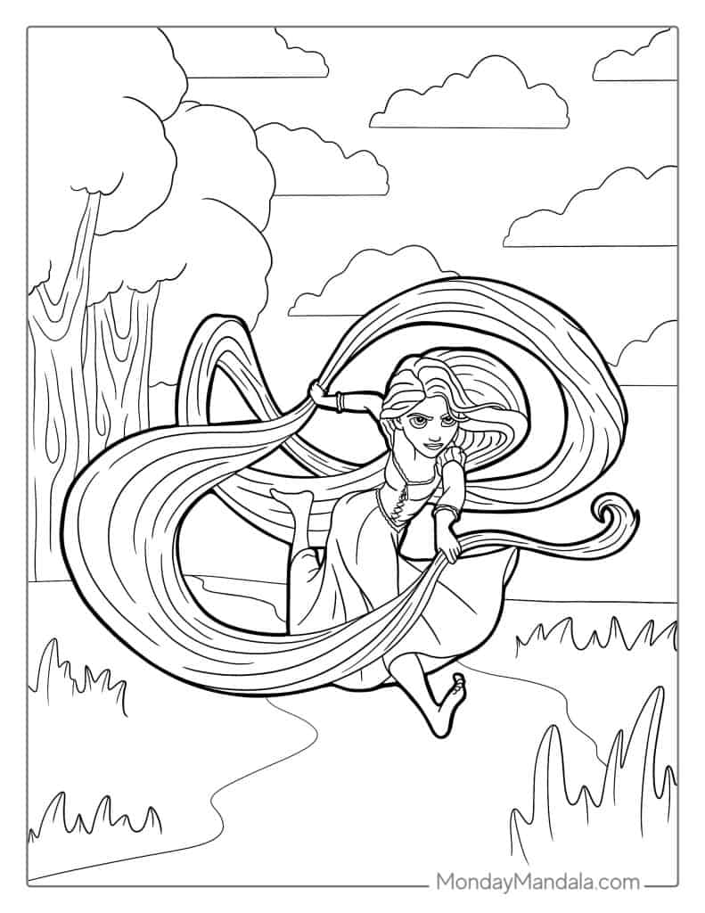 Tangled coloring pages free pdf printables