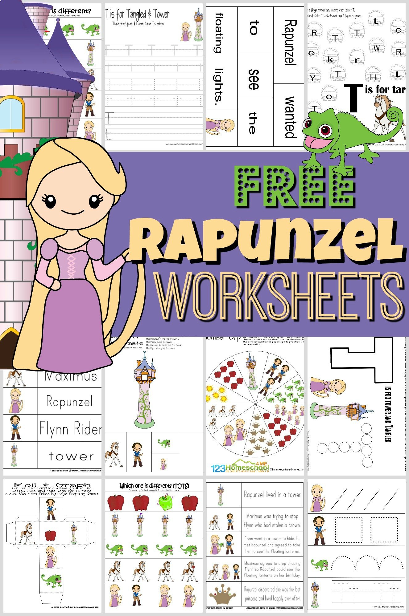 Free printable rapunzel worksheets for kids