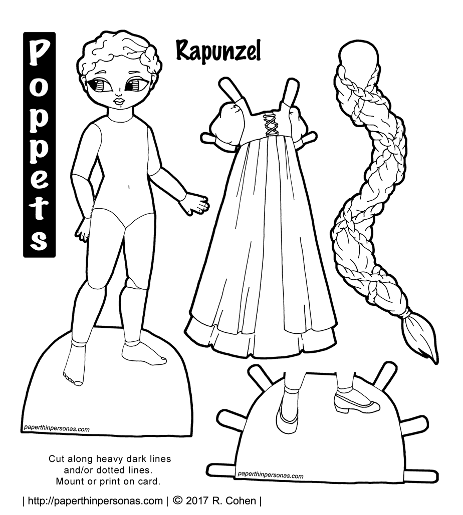 A rapunzel paper doll to print and play with for free