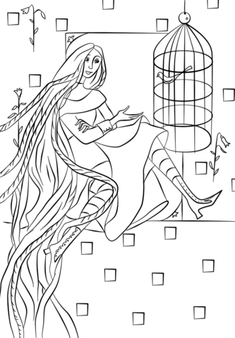 Rapunzel in her tower coloring page free printable coloring pages