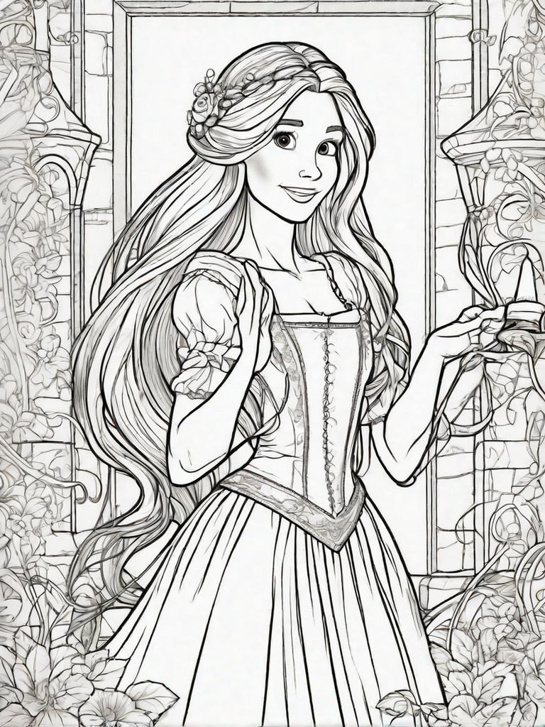 Grayscale disney princesse rapunzel