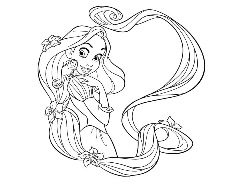 Lovely princess rapunzel coloring page