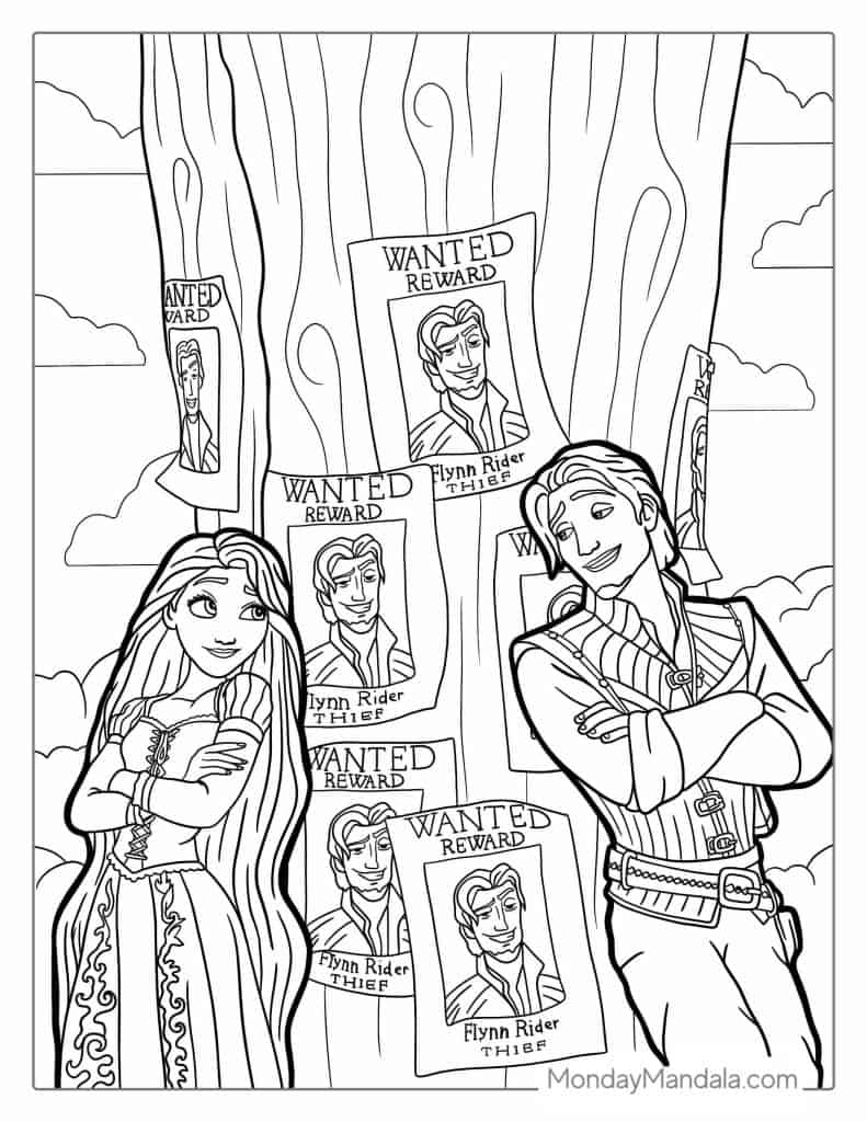 Tangled coloring pages free pdf printables