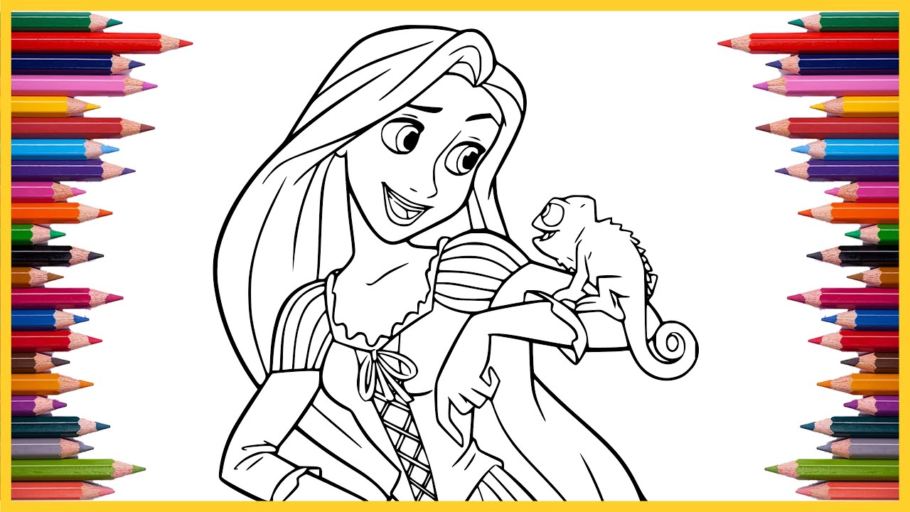 Rapunzel pascal disney tangled coloring pages how to color princess rapunzel