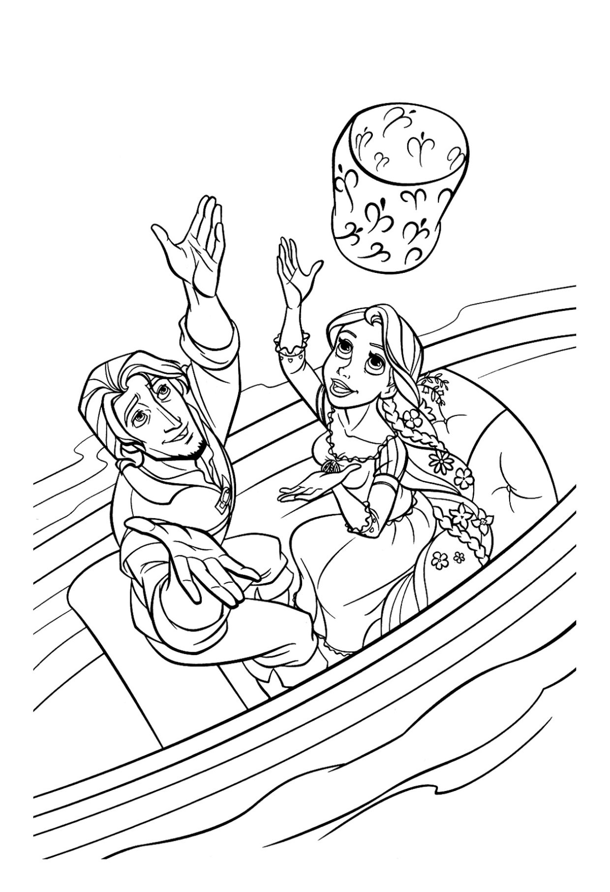 Fun and free flynn and rapunzel coloring pages for kids