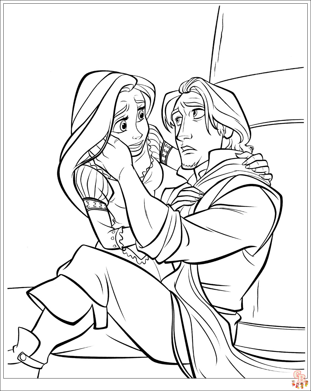 Fun and free flynn and rapunzel coloring pages for kids