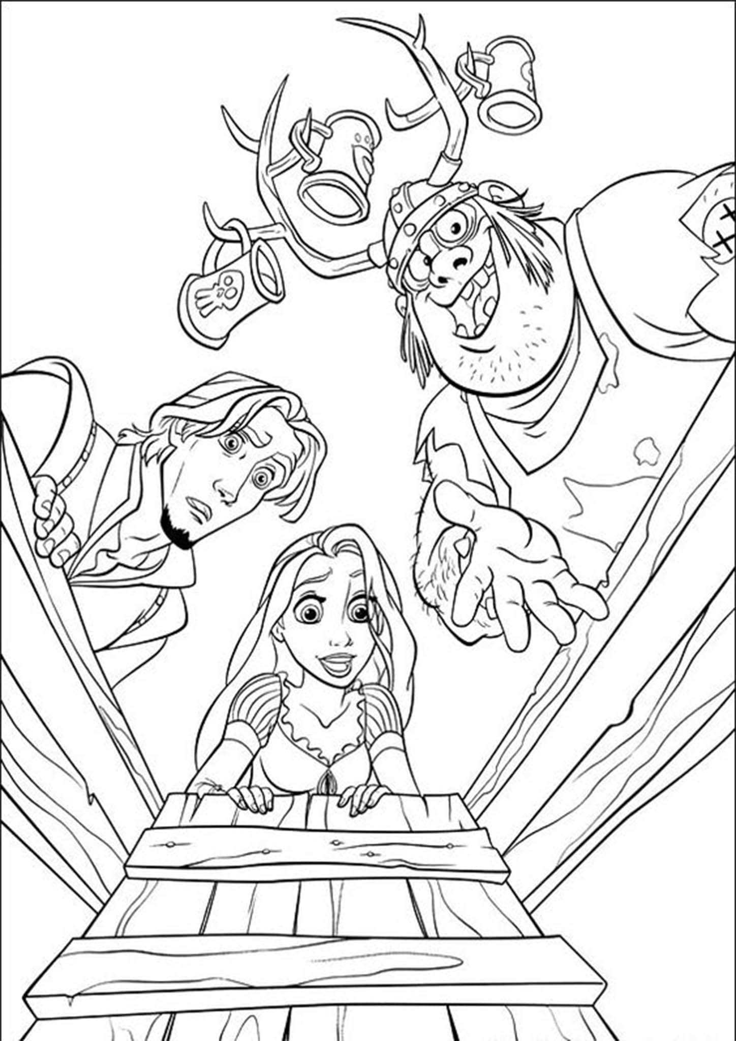 Free easy to print tangled coloring pages