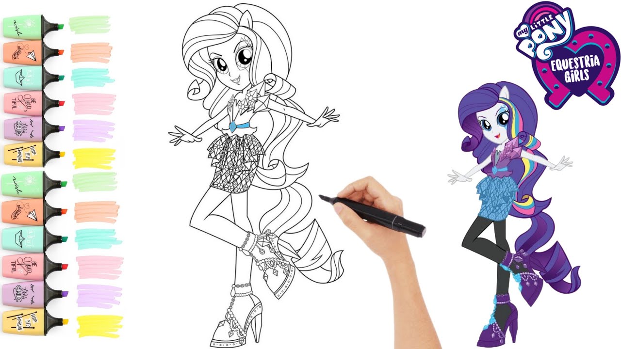 Lp equestria girls rarity rainbow rocks coloring page coloring video for kids coloringpagelpeg