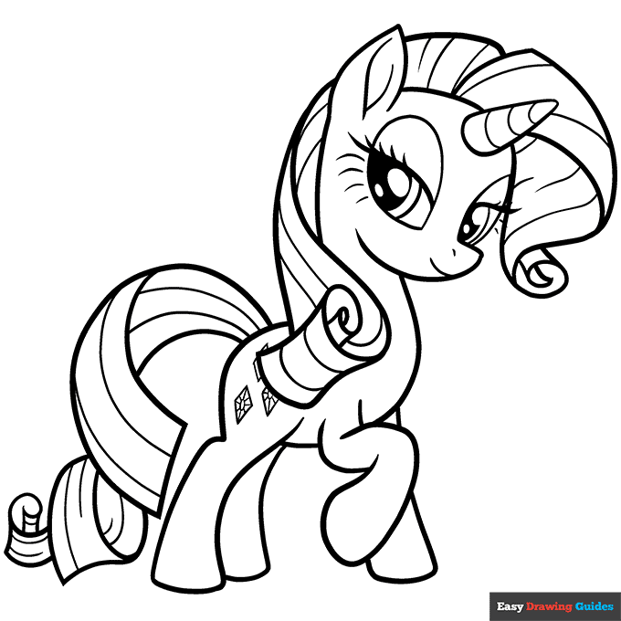 Rarity from my little pony coloring page easy drawing guides