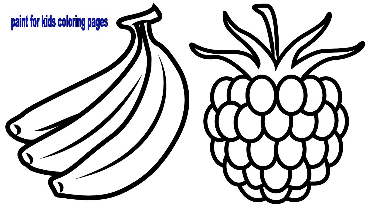 Coloring page raspberry and banana coloring fruits for children