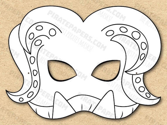 Monster mask printable coloring paper diy for kids and adults pdf template instant download for birthdays halloween party costumes instant download