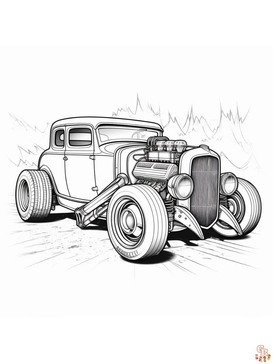 Prinnatble hot rods coloring pages free for kids and adults