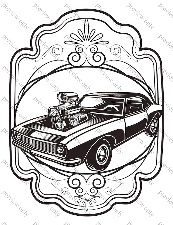 Muscle cars coloring pages pack print and color vehicles automobiles classic vintage hot rods