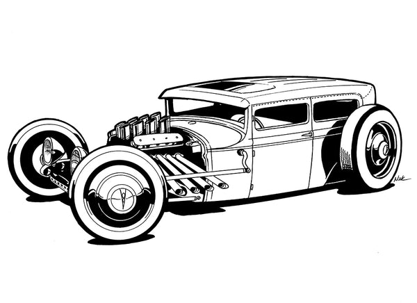 Rat rod ink outline â