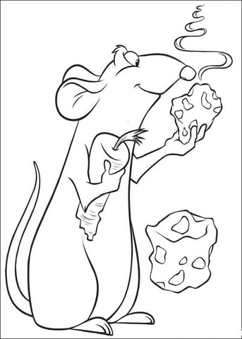 Remy with tasty cheese coloring page free printable coloring pages