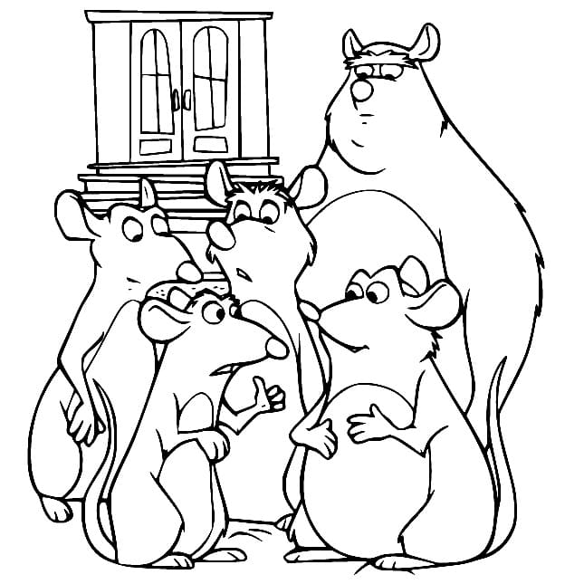 Rat family from ratatouille coloring page