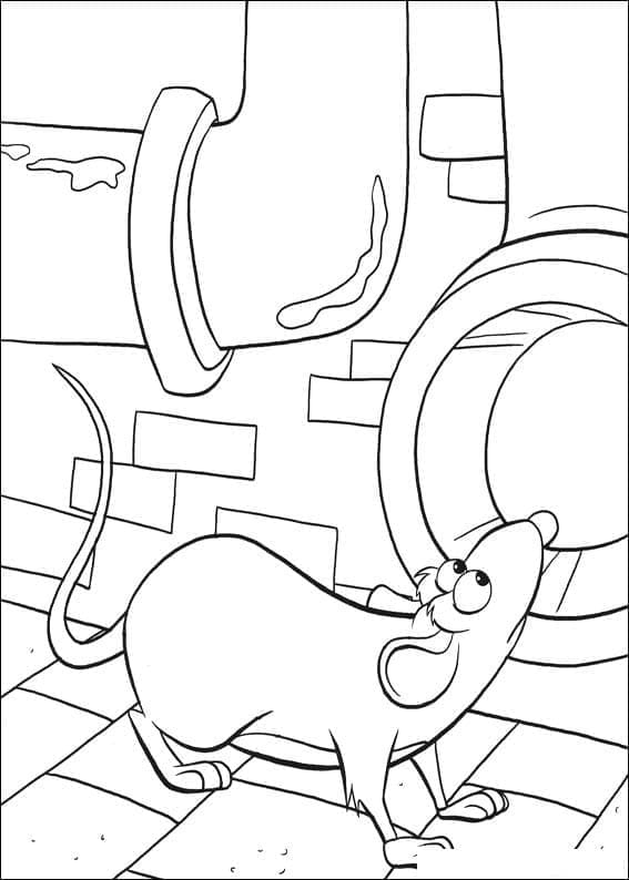 Ratatouille curious mouse coloring page