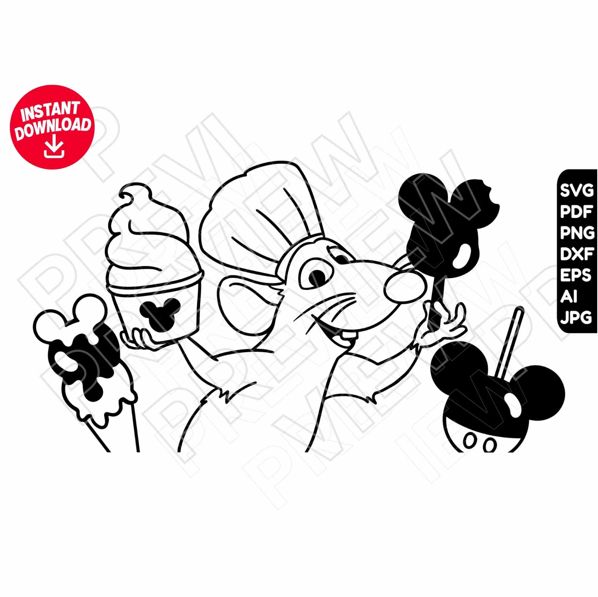Ratatouille svg disneyland snacks svg dxf png clipart cut file outline silhouette