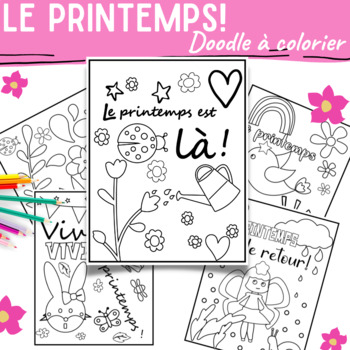 Le printemps est de retour doodle ã colorier french spring coloring pages made by teachers