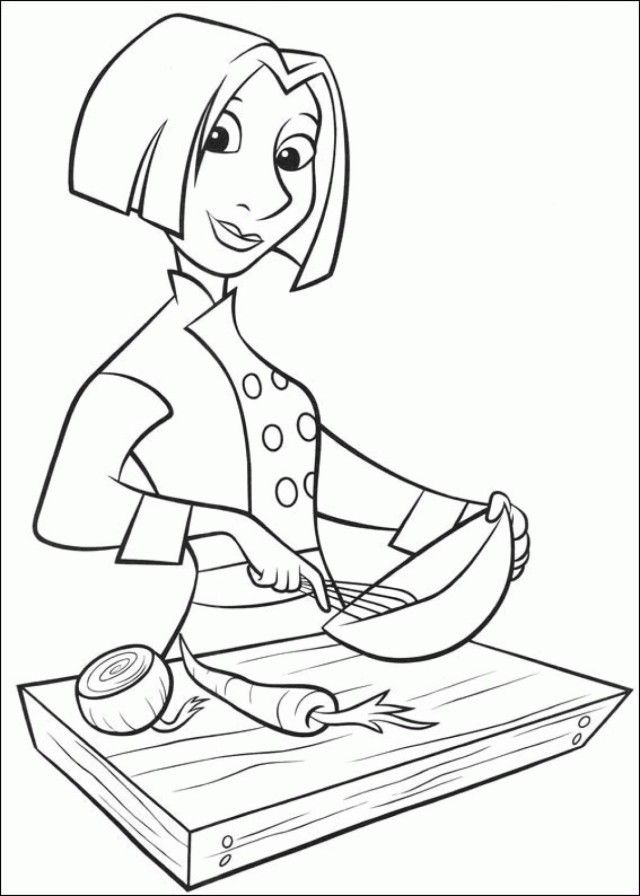 Woman chef coloring page