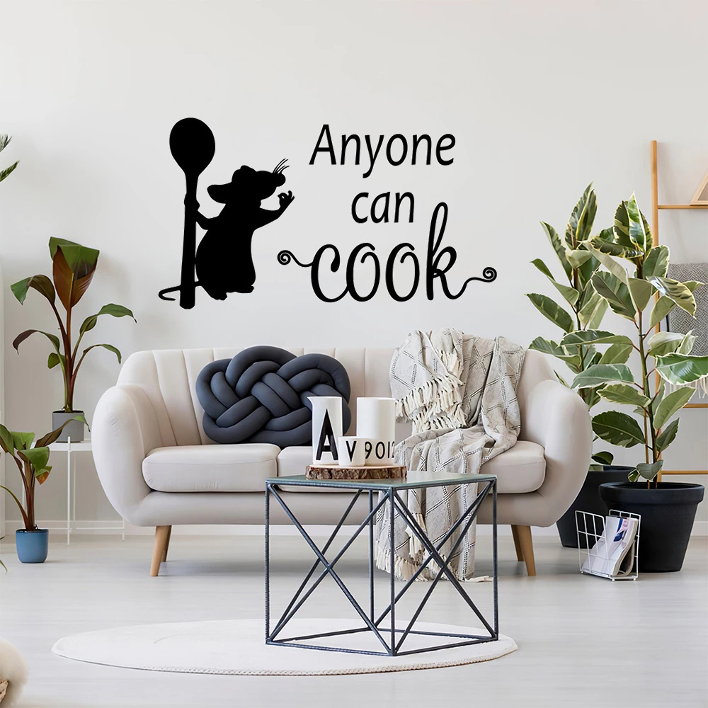 Anyone can cook quote wall ticker ratatouille cute kitchen mural laptop vinyl dining room home decorative decal dw