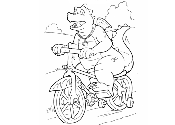 Dragon tales ord on bike coloring page