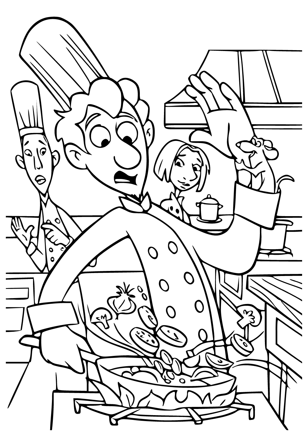 Free printable ratatouille characters coloring page for adults and kids