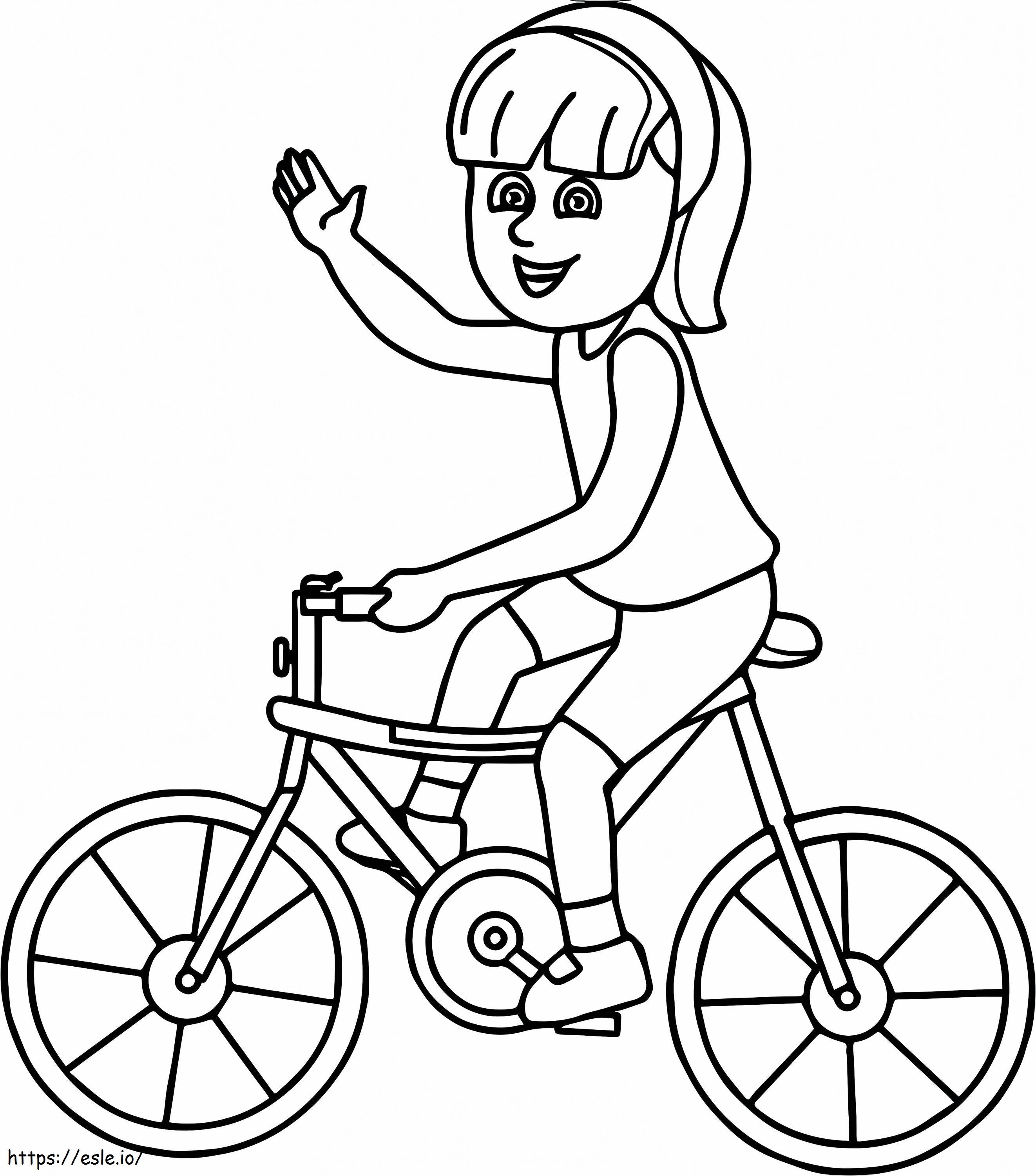 Bike riding girl on bicycle page coloring page