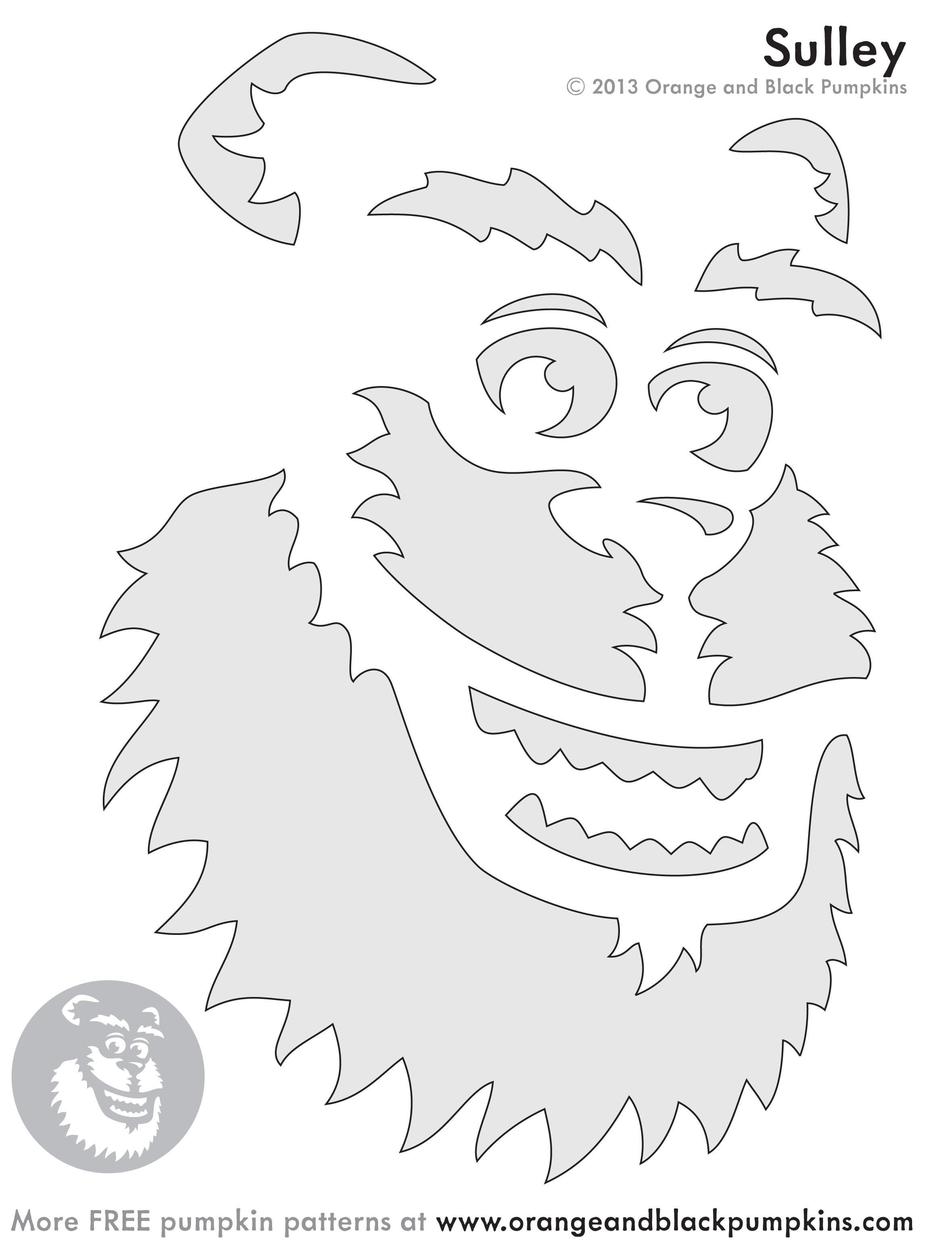 Monsters inc sully free pumpkin stencil