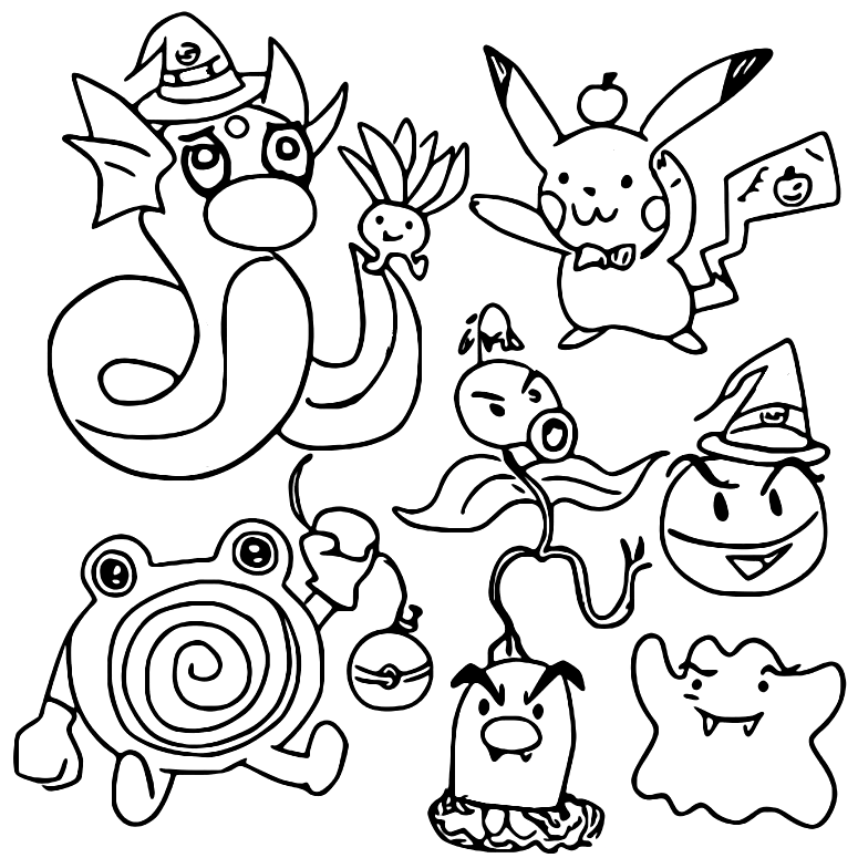 Pokemon halloween coloring pages printable for free download