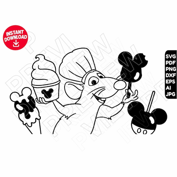 Ratatouille svg disneyland snacks svg dxf png clipart cut file outline silhouette