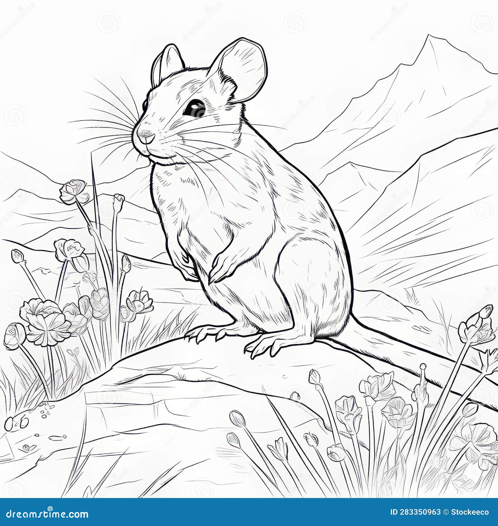 Free printable kangaroo rat coloring pages in the style of wildlife muralism stock illustration