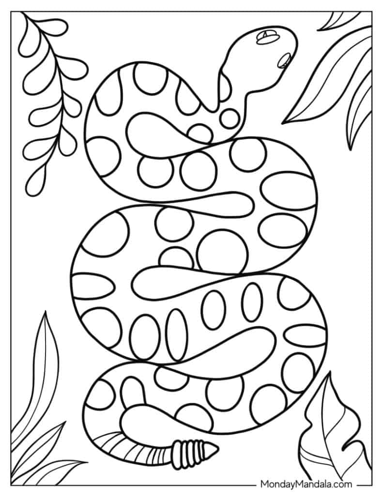 Snake coloring pages free pdf printables