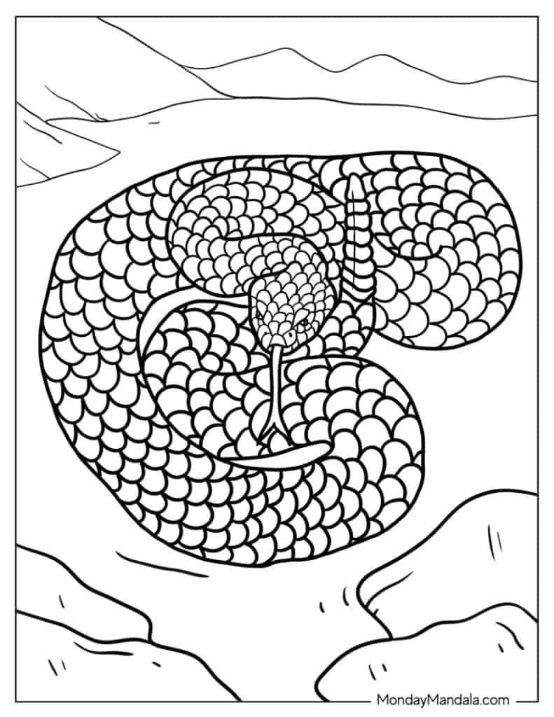 Snake coloring pages free pdf printables