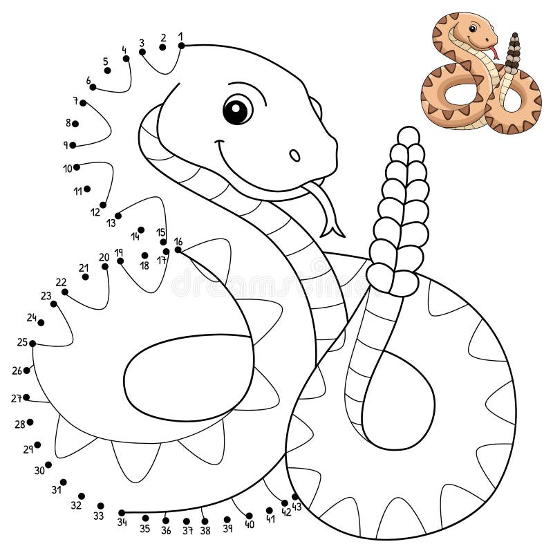 Dot to dot rattlesnake isolated coloring page stock vector