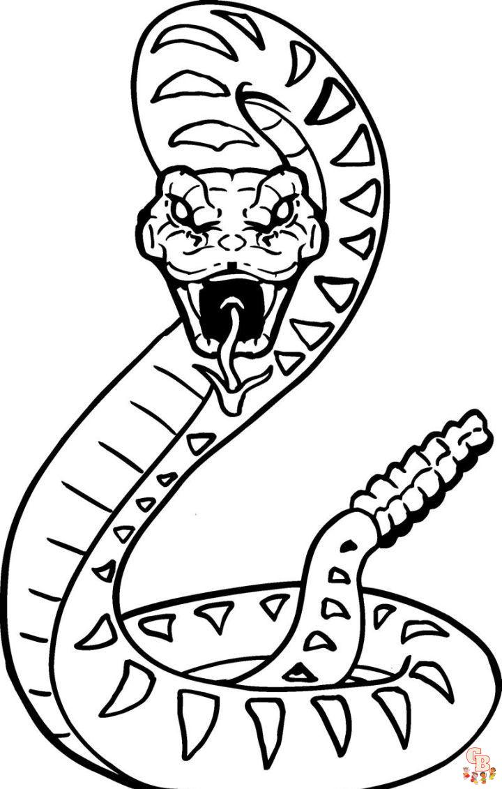 Enjoy the serpentine world with rattlesnake coloring pages