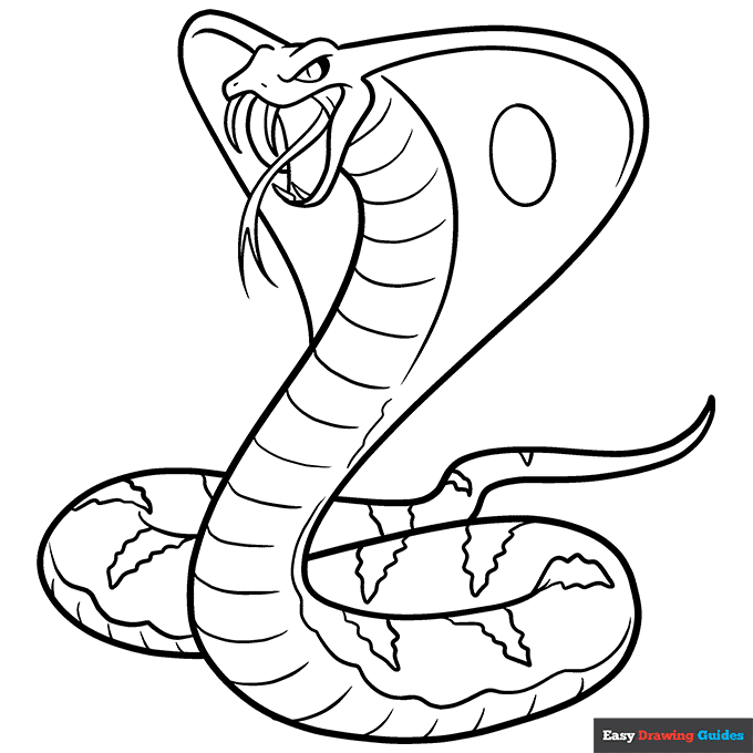 Cobra coloring page easy drawing guides