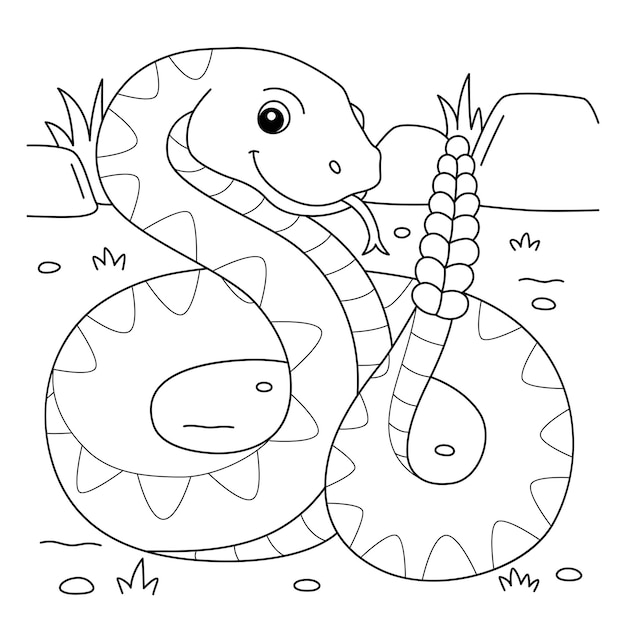 Premium vector rattlesnake animal coloring page for kids