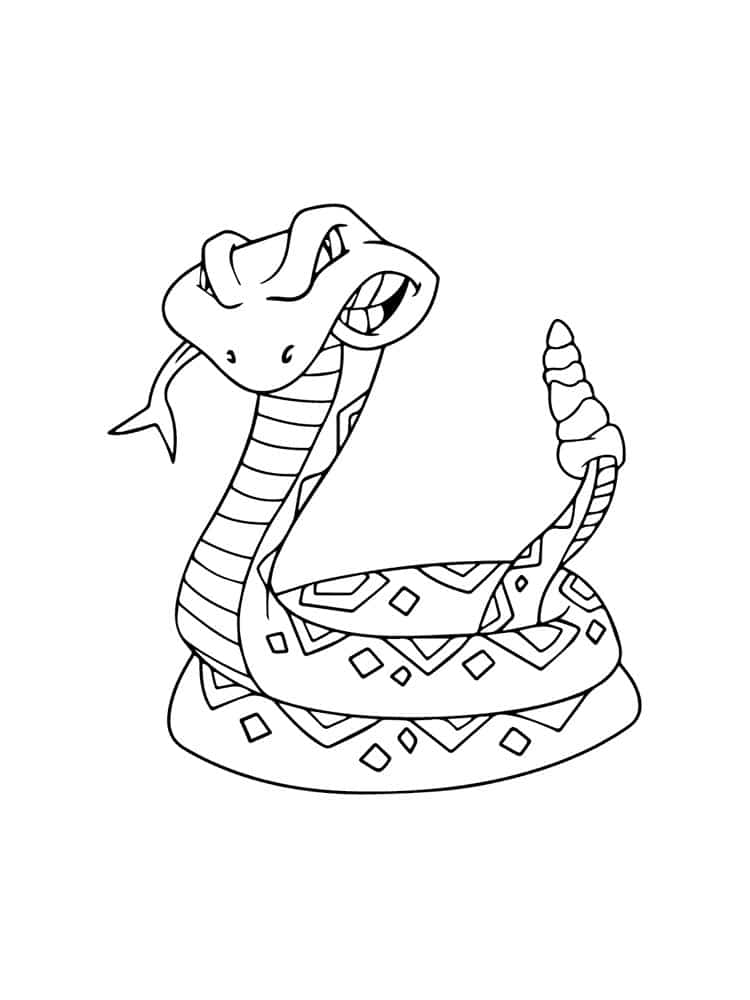 Simple drawing of an angry snake coloring page