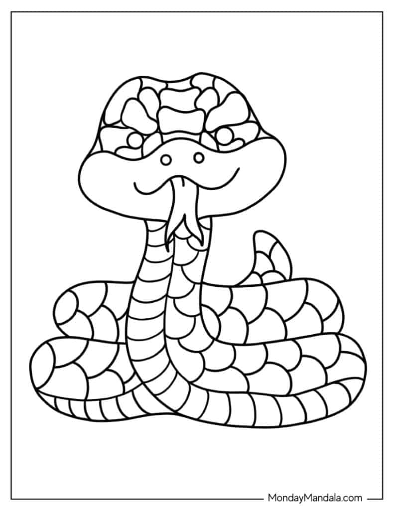 Snake coloring pages free pdf printables