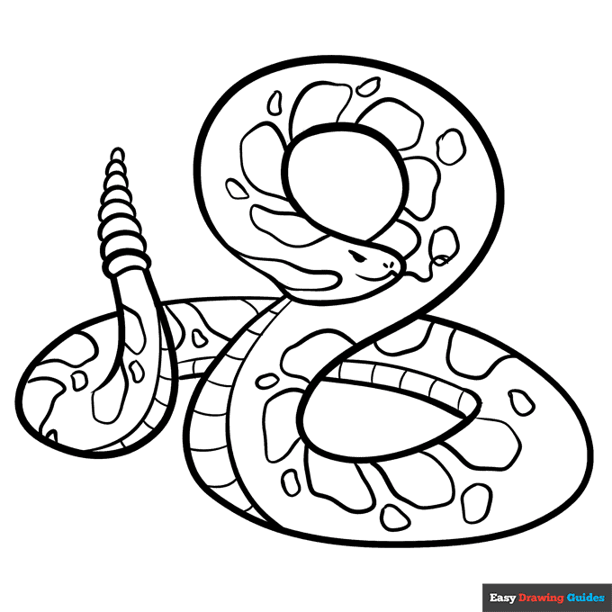 Rattlesnake coloring page easy drawing guides