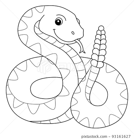 Rattlesnake animal isolated coloring page for kids