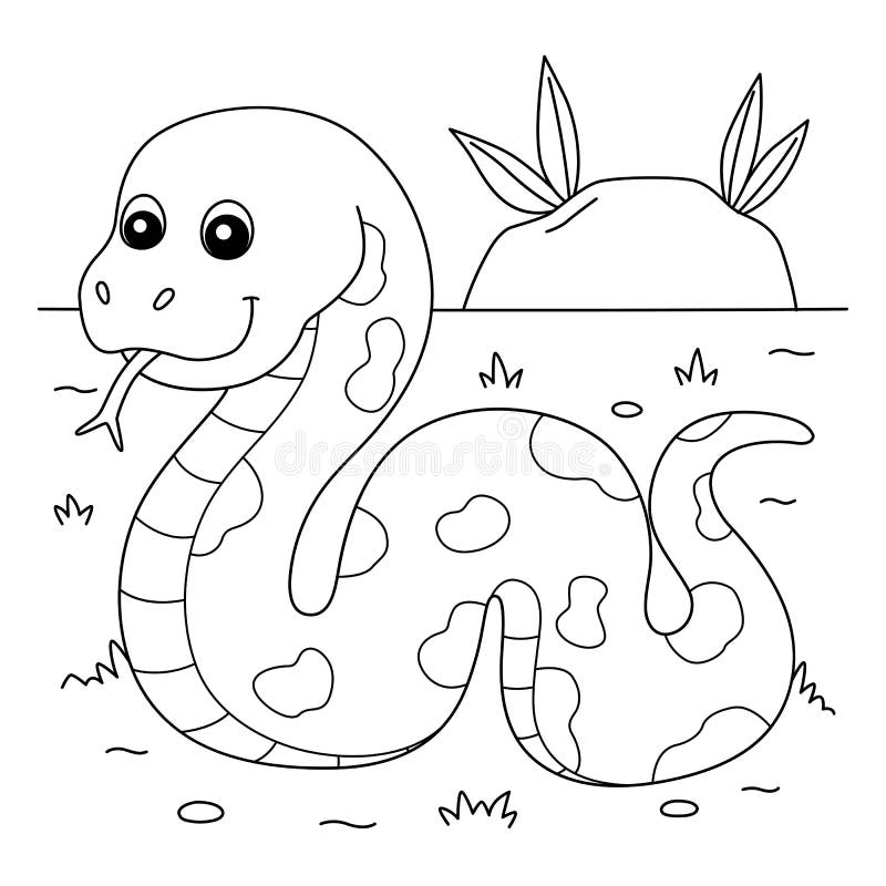 Snake on ground coloring page for kids stock vector