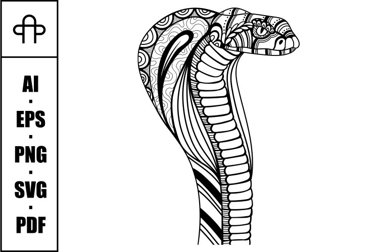 Snake cobra side position mandala zentangle coloring page