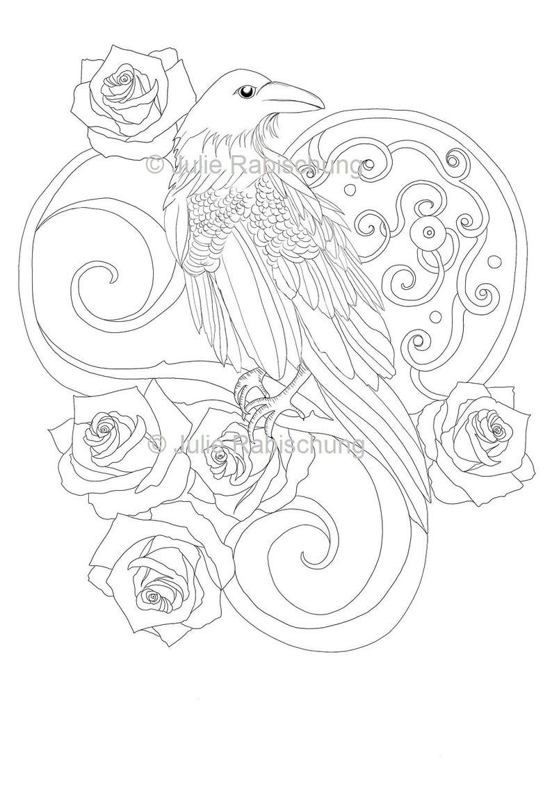 Raven coloring pageprintable raven coloring pagesraven and