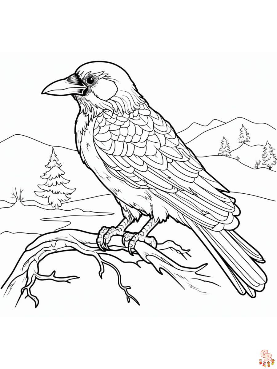 Printable raven coloring pages free for kids and adults