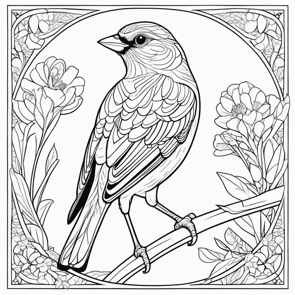 Black crow raven pen and ink black and white ornate border