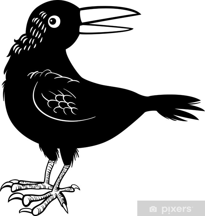 Sticker crow or raven bird coloring page