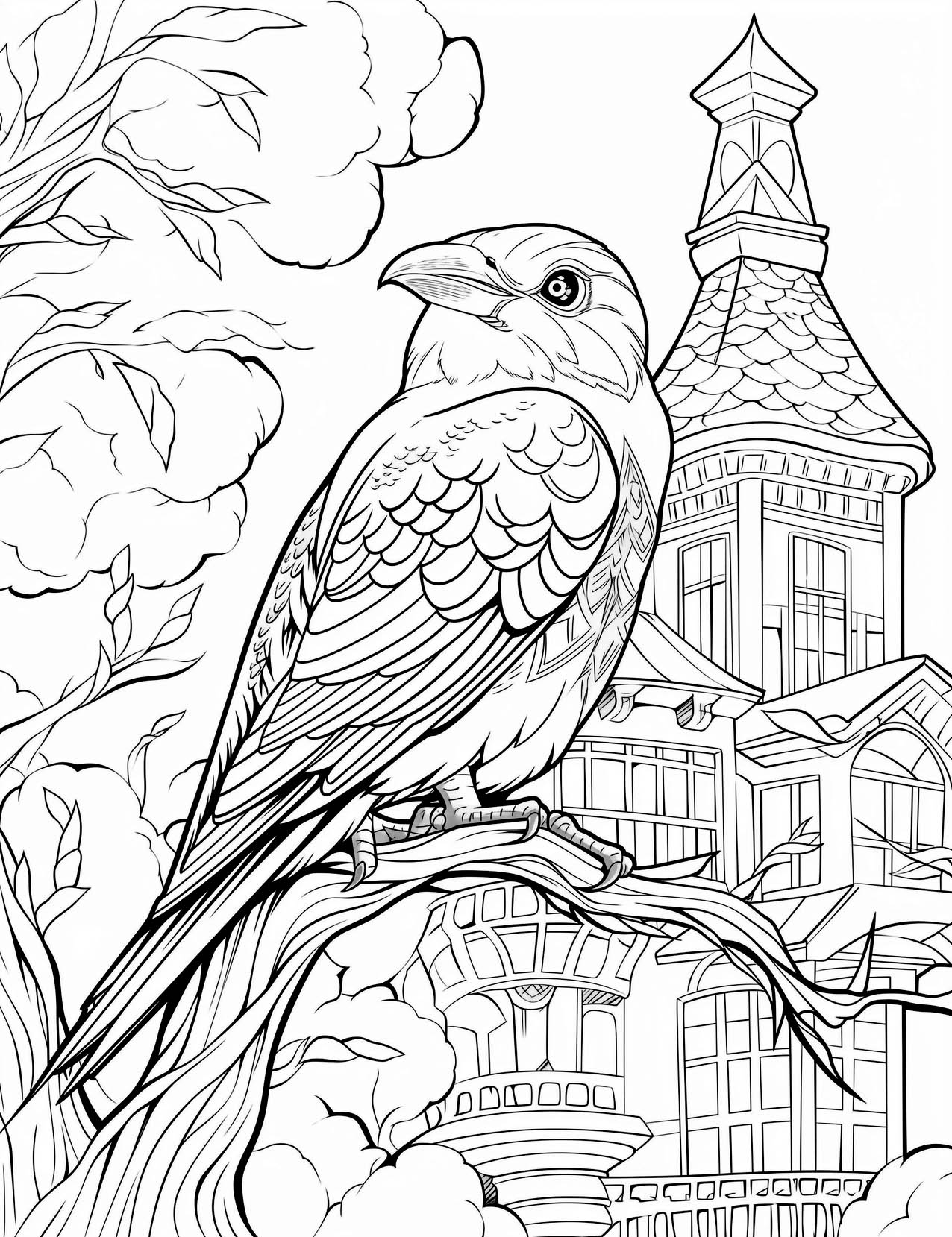 Bird coloring pages for kids and adults